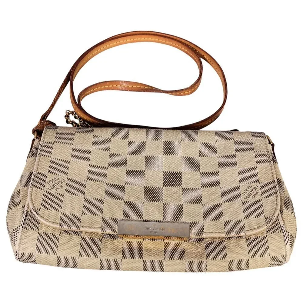 LOUIS VUITTON Favorite MM Damier Azur Crossbody Bag White